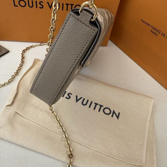 Auth Louis Vuitton Felicie Pochette Bicolor Monogram Empreinte Leather Dove Gray - Picture 7 of 16